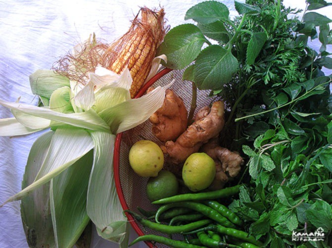 ingredients of corn-herb-pulav